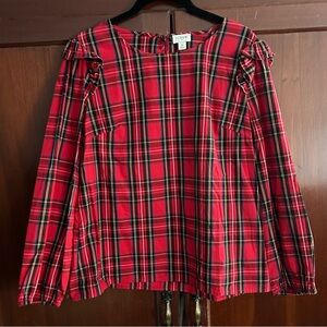 J. Crew Red and Black Plaid Blouse